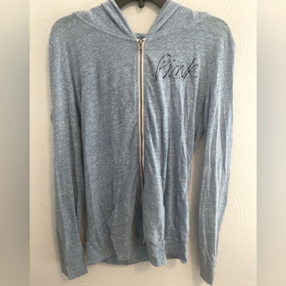 Light blue Victoria' Secret Pink hooded sweatshirt, size Medium